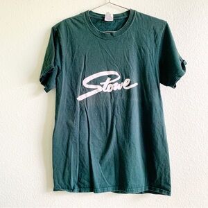 VINTAGE graphic tee Stowe Vermont travel Small forest green top shirt